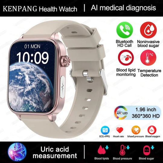 KENPANG 2024 Smart Health Watch with ECG, PPG, Blood Monitoring, and Bluetooth Call Function Ryglobal
