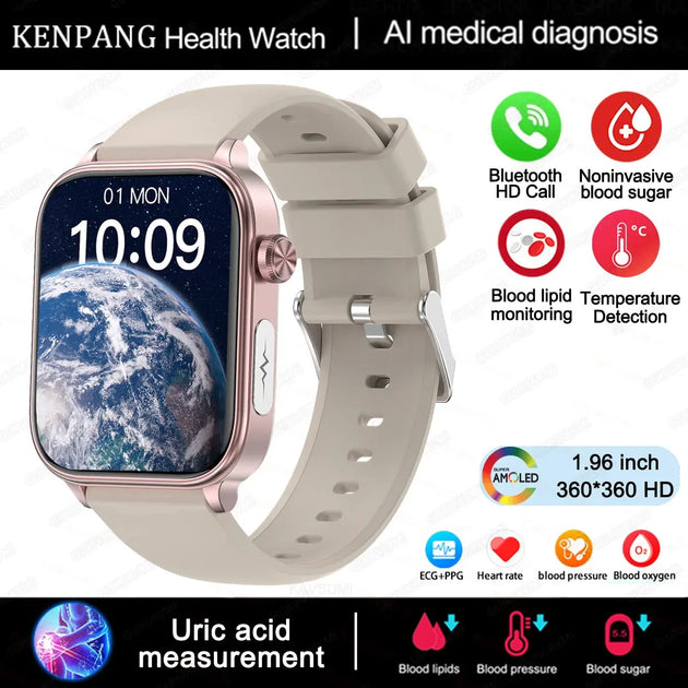 KENPANG 2024 Smart Health Watch with ECG, PPG, Blood Monitoring, and Bluetooth Call Function Ryglobal