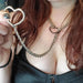 Adjustable Heart O - Ring Punk Rock Cuban Chain Necklace – Lariat Y - Style Necklace with Key & Heart Lock Pendant - Mobile shop