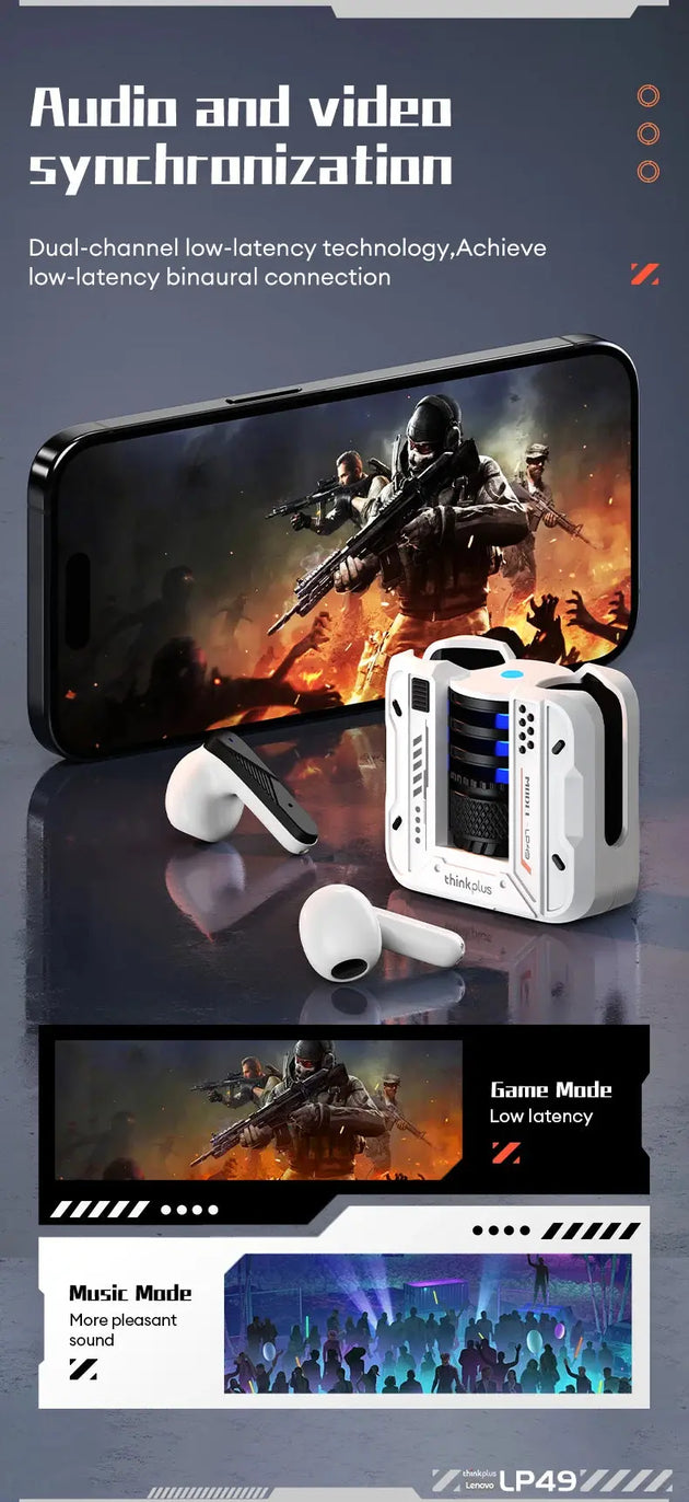 Lenovo LP49 Wireless Noise Cancelling Gaming Earbuds with Mic Mobile shop