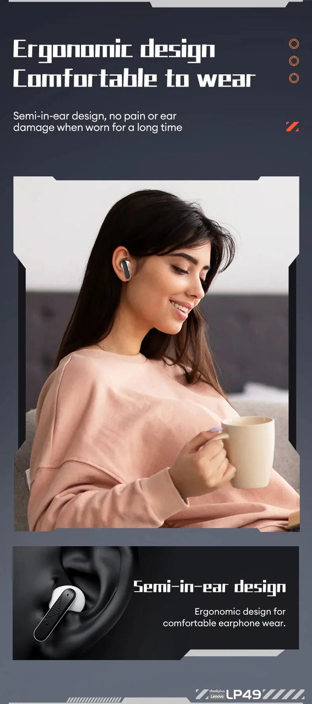 Lenovo LP49 Wireless Noise Cancelling Gaming Earbuds with Mic Mobile shop