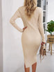 Elegant Ribbed Midi Dress with Side Slit - Mobile shop