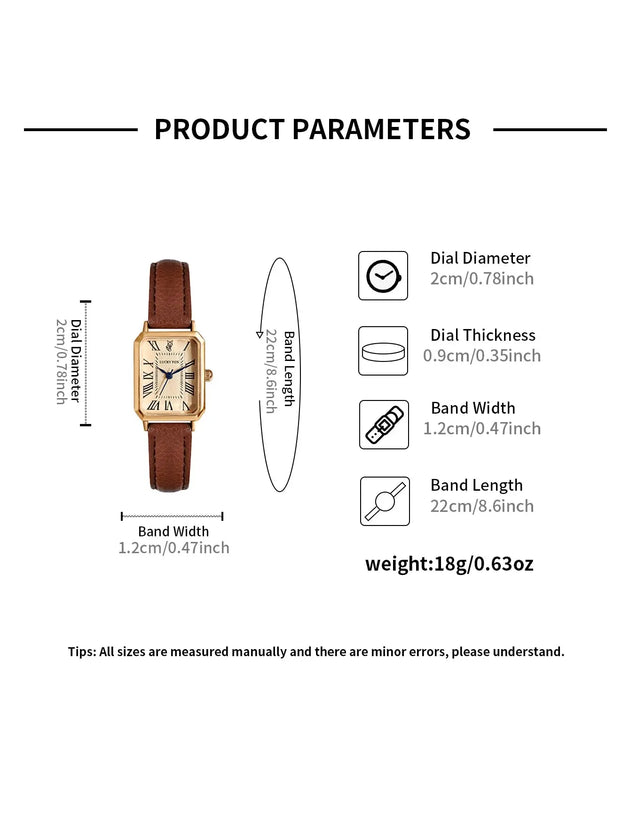 Retro Square Leather Strap Quartz Watch for Women Mobile shop