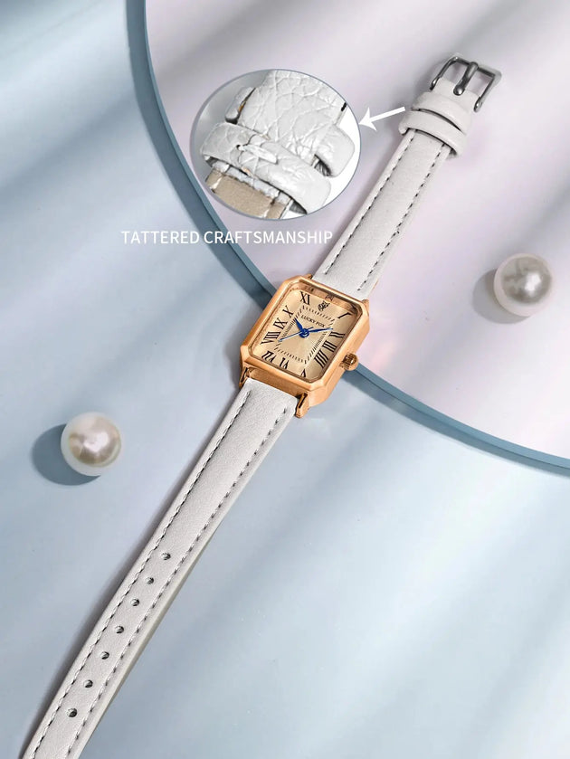 Retro Square Leather Strap Quartz Watch for Women Mobile shop