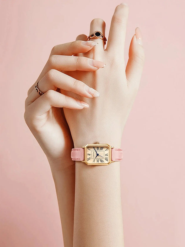 Retro Square Leather Strap Quartz Watch for Women Mobile shop