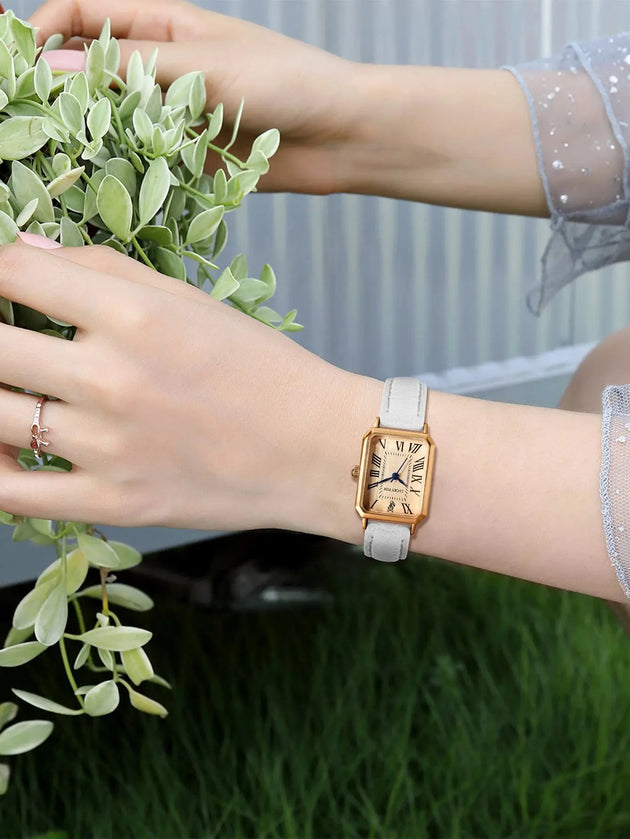 Retro Square Leather Strap Quartz Watch for Women Mobile shop