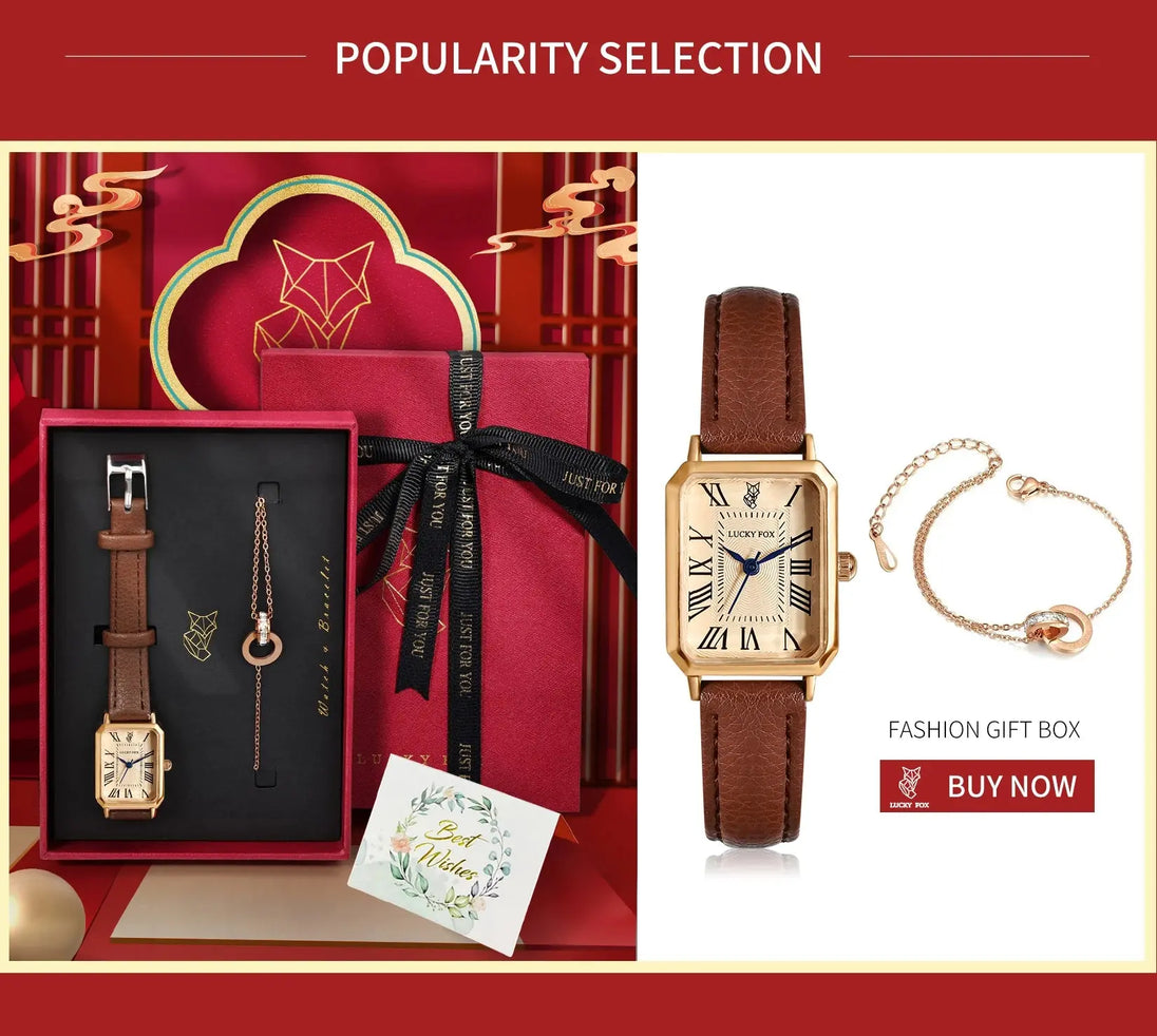 Retro Square Leather Strap Quartz Watch for Women Mobile shop