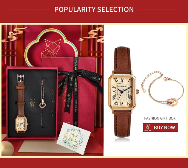 Retro Square Leather Strap Quartz Watch for Women Mobile shop