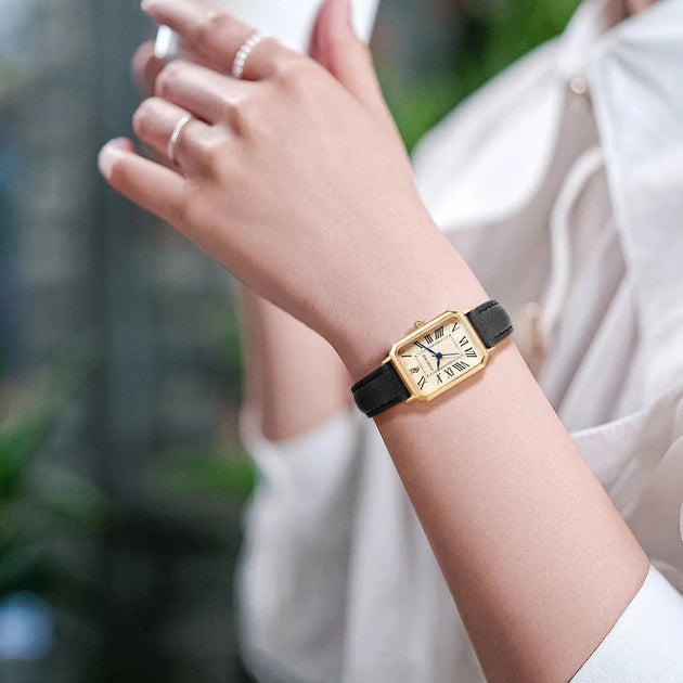 Retro Square Leather Strap Quartz Watch for Women Mobile shop