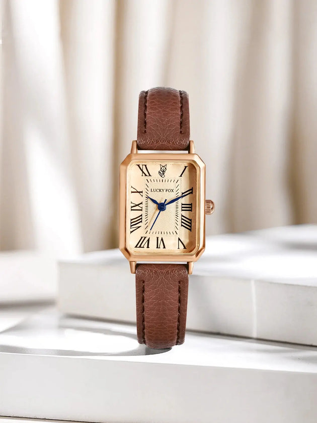 Retro Square Leather Strap Quartz Watch for Women Mobile shop