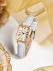 Retro Square Leather Strap Quartz Watch for Women Mobile shop
