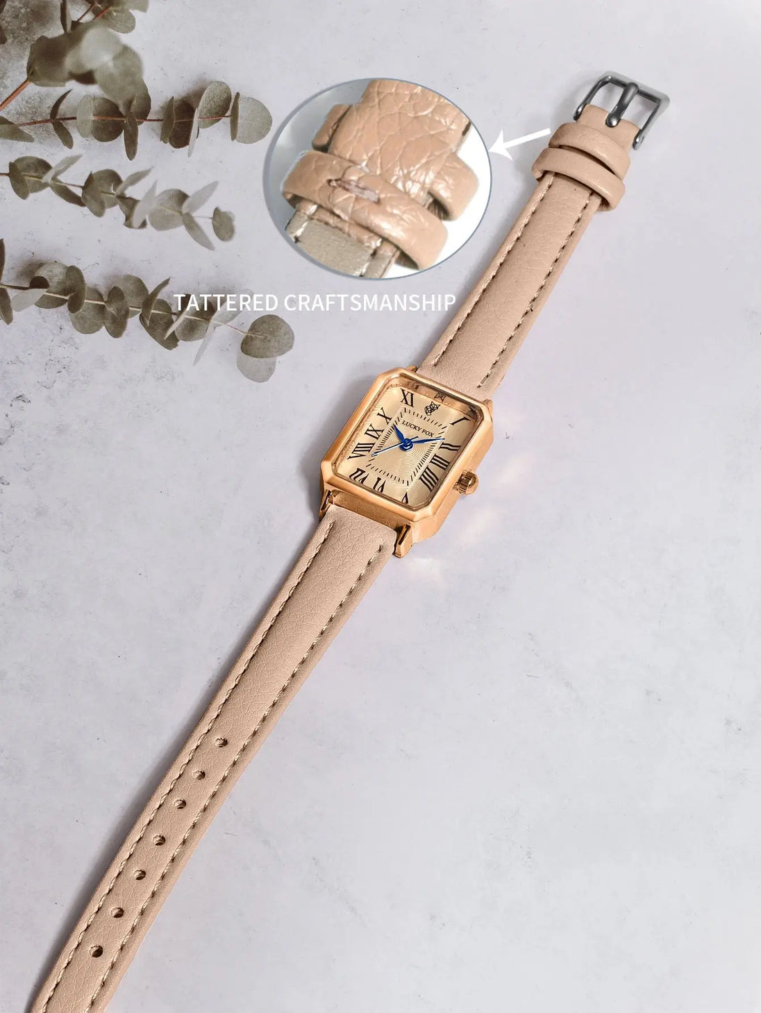Retro Square Leather Strap Quartz Watch for Women Mobile shop