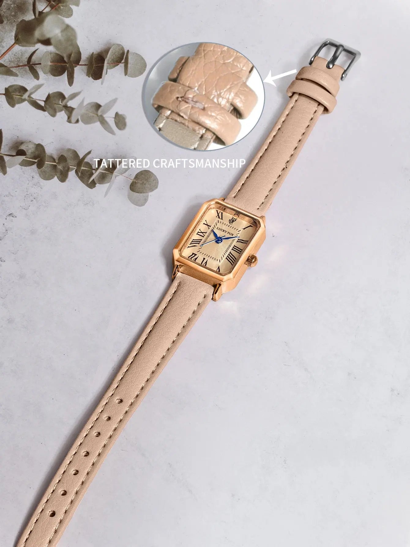 Retro Square Leather Strap Quartz Watch for Women Mobile shop