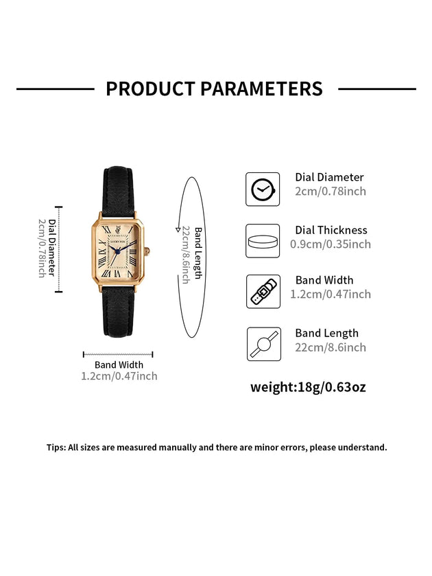 Retro Square Leather Strap Quartz Watch for Women Mobile shop