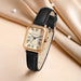 Retro Square Leather Strap Quartz Watch for Women Mobile shop