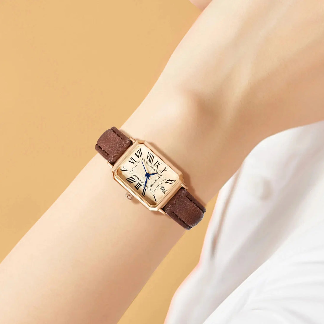 Retro Square Leather Strap Quartz Watch for Women Mobile shop