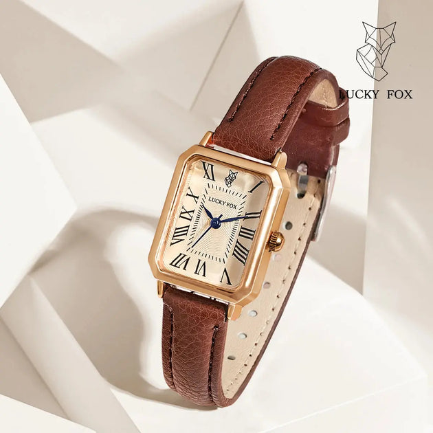 Retro Square Leather Strap Quartz Watch for Women Mobile shop