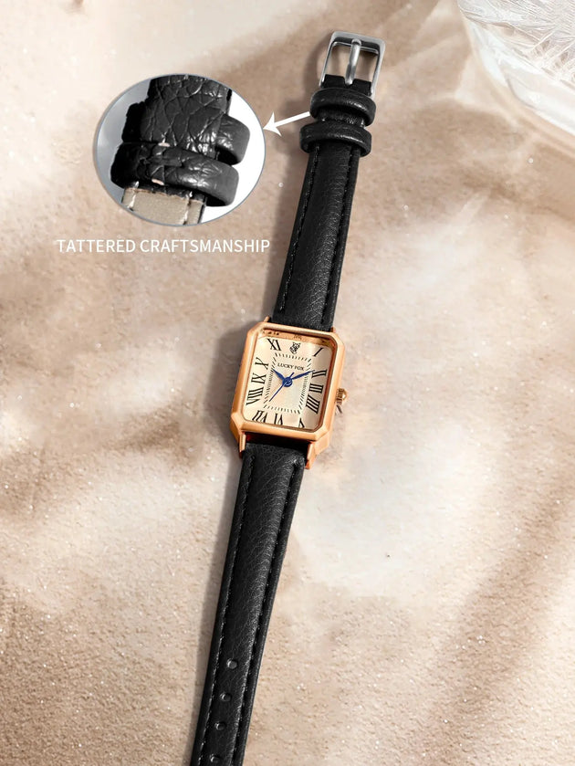 Retro Square Leather Strap Quartz Watch for Women Mobile shop