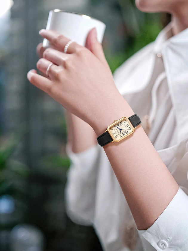 Retro Square Leather Strap Quartz Watch for Women Mobile shop