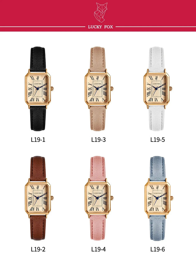 Retro Square Leather Strap Quartz Watch for Women Mobile shop