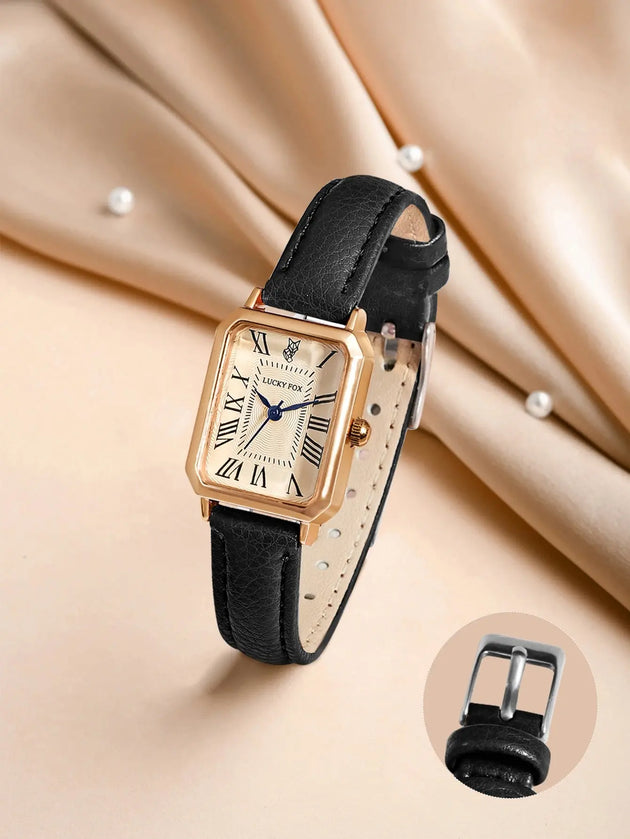 Retro Square Leather Strap Quartz Watch for Women Mobile shop