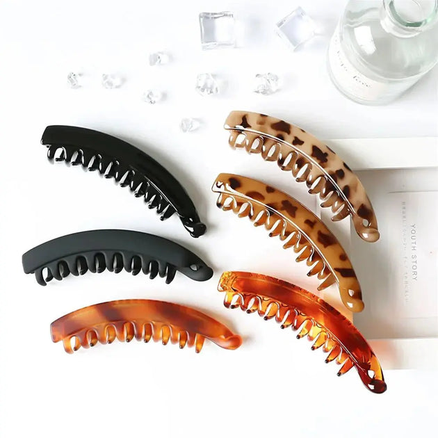 Frosted Solid Color Banana Hair Clips – Fashion Ponytail Barrettes & Hair Claws for Women - Mobile shop