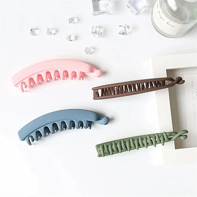 Frosted Solid Color Banana Hair Clips – Fashion Ponytail Barrettes & Hair Claws for Women - Mobile shop