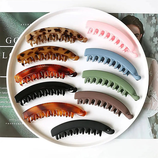 Frosted Solid Color Banana Hair Clips – Fashion Ponytail Barrettes & Hair Claws for Women - Mobile shop