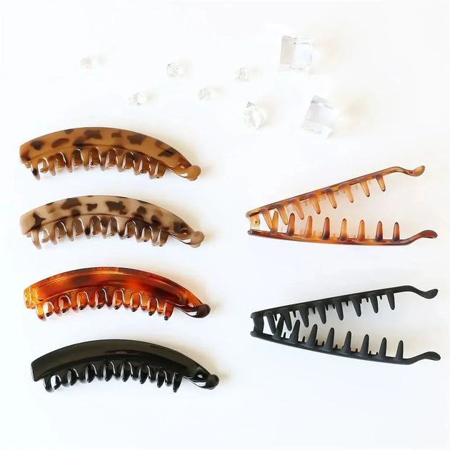 Frosted Solid Color Banana Hair Clips – Fashion Ponytail Barrettes & Hair Claws for Women - Mobile shop