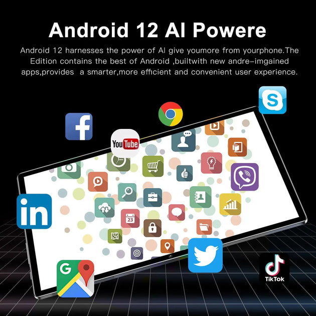 Noablecun 14.1 Inch Android 12 Tablet PC - 12GB RAM, 256GB Storage, Dual Cameras, 4G LTE Ryglobal