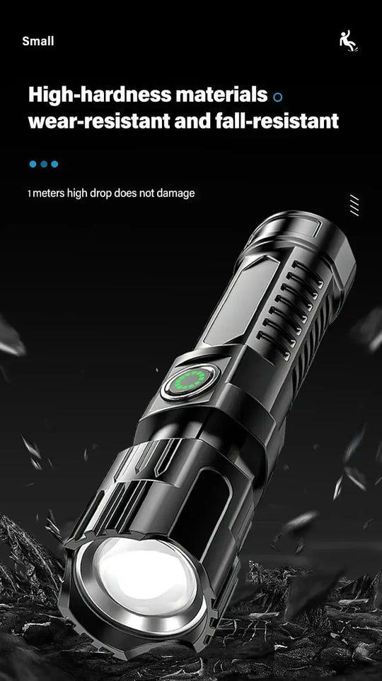 Heinast 2000LM Tactical LED Flashlight with USB Charging and Zoom Mobile shop