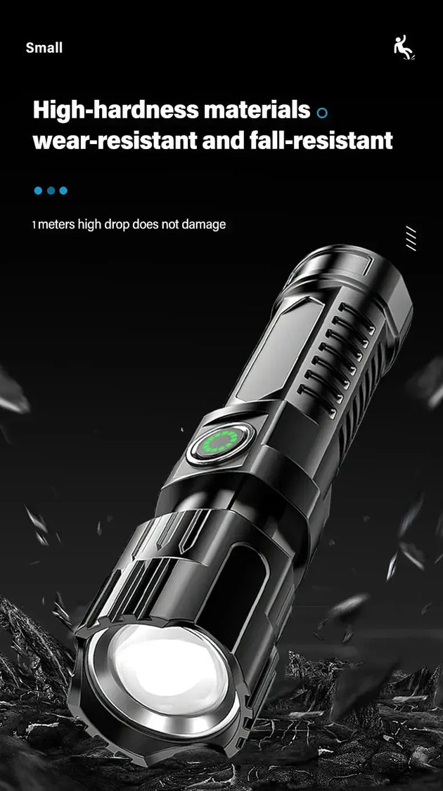 Heinast 2000LM Tactical LED Flashlight with USB Charging and Zoom Mobile shop