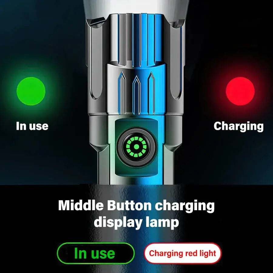 Heinast 2000LM Tactical LED Flashlight with USB Charging and Zoom Mobile shop