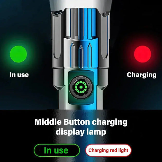 Heinast 2000LM Tactical LED Flashlight with USB Charging and Zoom Mobile shop