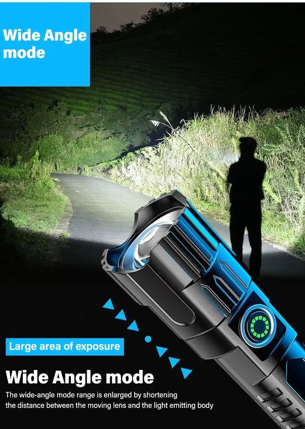 Heinast 2000LM Tactical LED Flashlight with USB Charging and Zoom Mobile shop