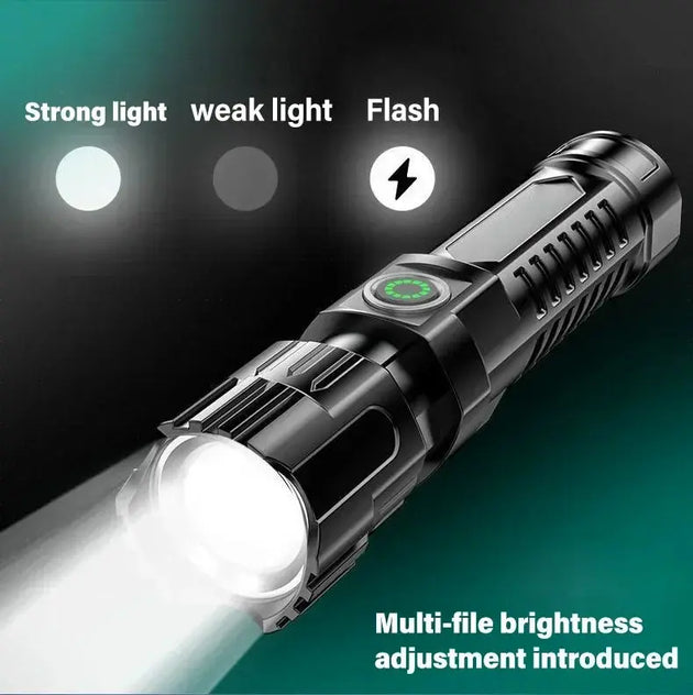 Heinast 2000LM Tactical LED Flashlight with USB Charging and Zoom Mobile shop
