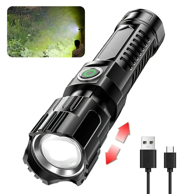 Heinast 2000LM Tactical LED Flashlight with USB Charging and Zoom Mobile shop