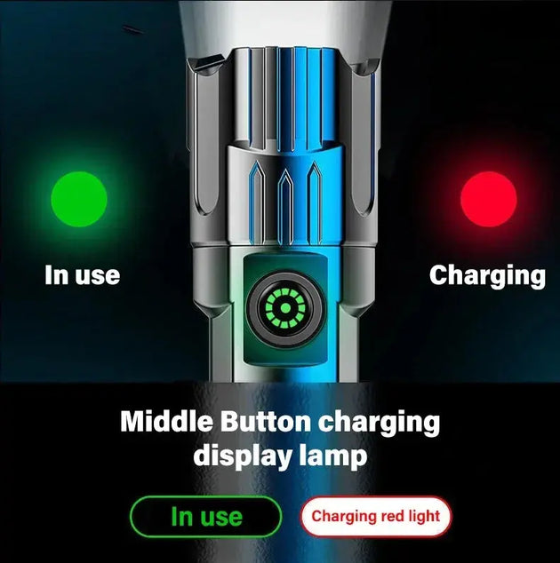 Heinast 2000LM Tactical LED Flashlight with USB Charging and Zoom Mobile shop