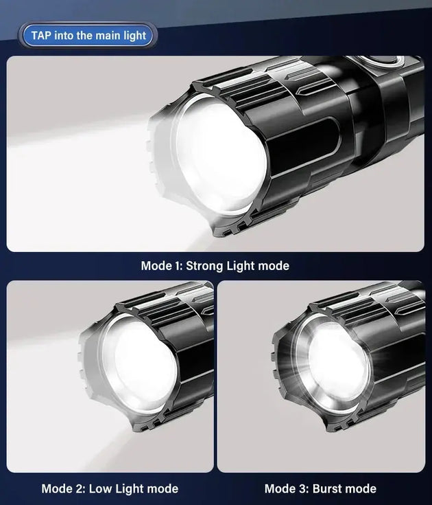 Heinast 2000LM Tactical LED Flashlight with USB Charging and Zoom Mobile shop