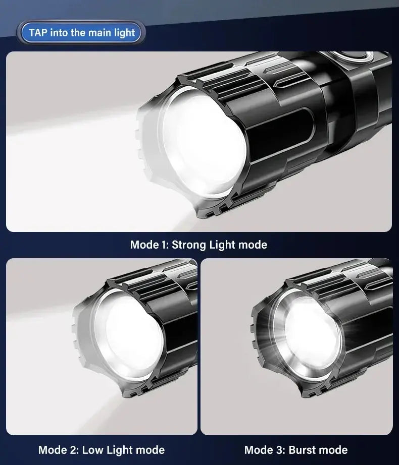 Heinast 2000LM Tactical LED Flashlight with USB Charging and Zoom Mobile shop