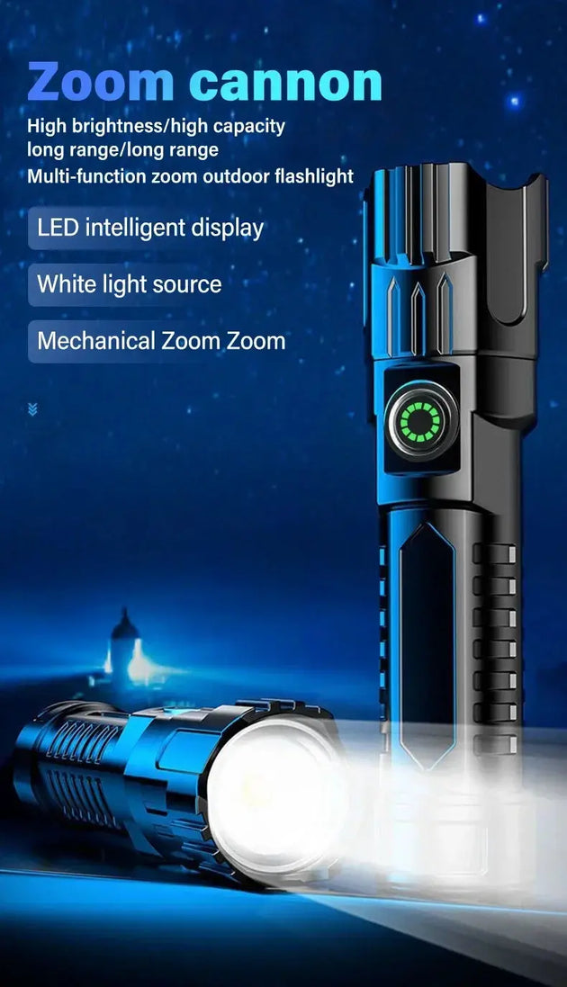 Heinast 2000LM Tactical LED Flashlight with USB Charging and Zoom Mobile shop