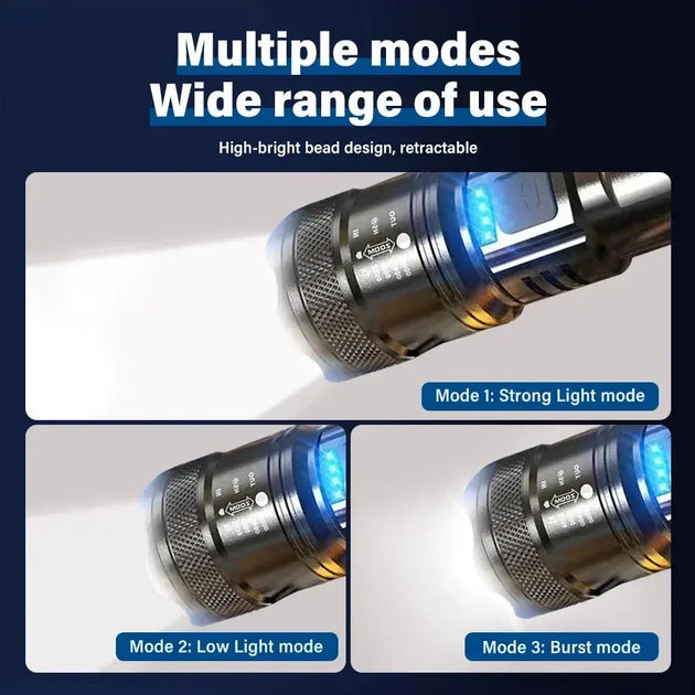Heinast 2000LM Tactical LED Flashlight with USB Charging and Zoom Mobile shop