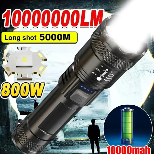 Heinast 2000LM Tactical LED Flashlight with USB Charging and Zoom Mobile shop