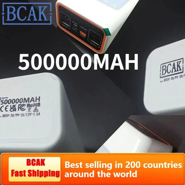 BCAK 50MAH Portable Power Bank with Fast Charging and Built-in Cable Ryglobal