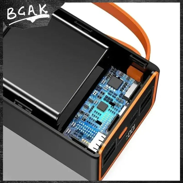 BCAK 50MAH Portable Power Bank with Fast Charging and Built-in Cable Ryglobal