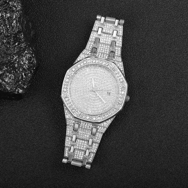 Iced Out Gold Diamond Watch for Men - Hip Hop Bling Style Mobile shop