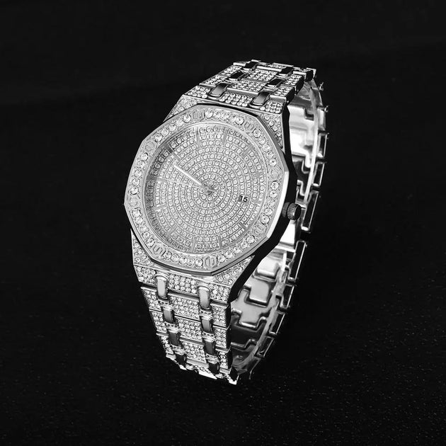 Iced Out Gold Diamond Watch for Men - Hip Hop Bling Style Mobile shop