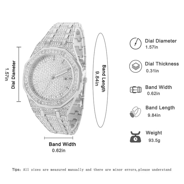 Iced Out Gold Diamond Watch for Men - Hip Hop Bling Style Mobile shop