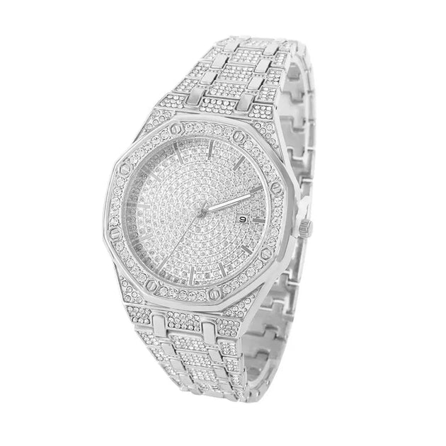 Iced Out Gold Diamond Watch for Men - Hip Hop Bling Style Mobile shop