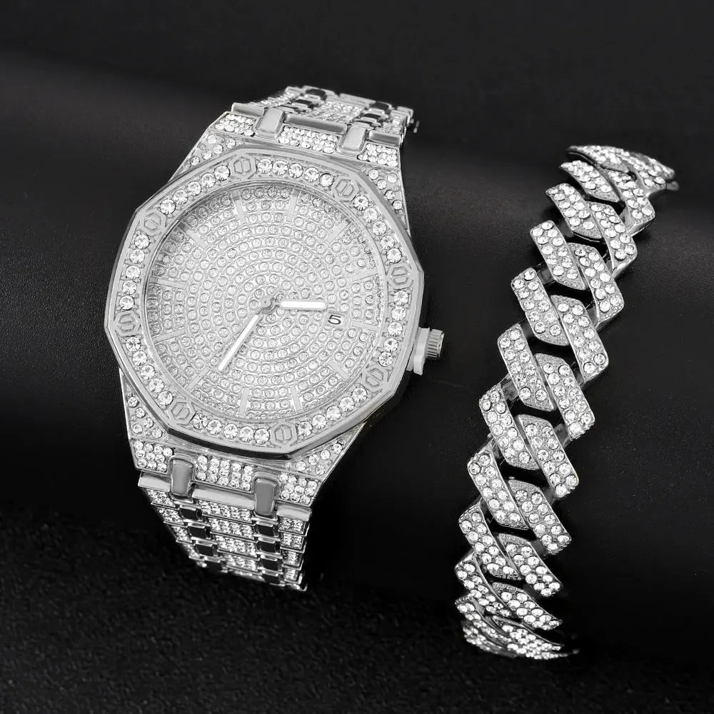 Iced Out Gold Diamond Watch for Men - Hip Hop Bling Style Mobile shop